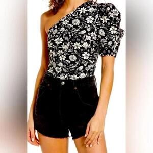 Free People - Floral One-Shoulder Bodysuit Size S